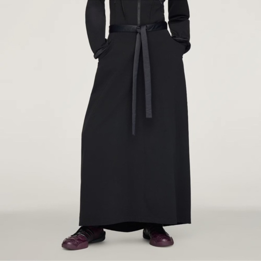 ADIDAS Y3 YOHJI YAMAMOTO Black Tie Waist Maxi Skirt NWOT M